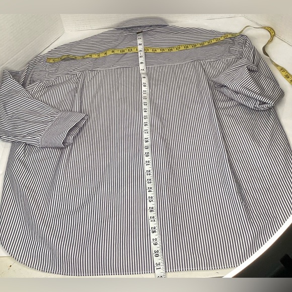 Zara cotton Blue And White striped Button Down shirt. XXL - Picture 5 of 10